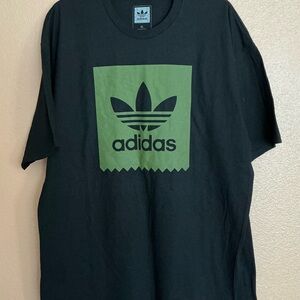 Adidas Men's Tee with Green Graphic on Black